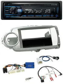 Автомагнитола Alpine USB, Bluetooth, DAB для Toyota Yaris 2011–2014 серебристая