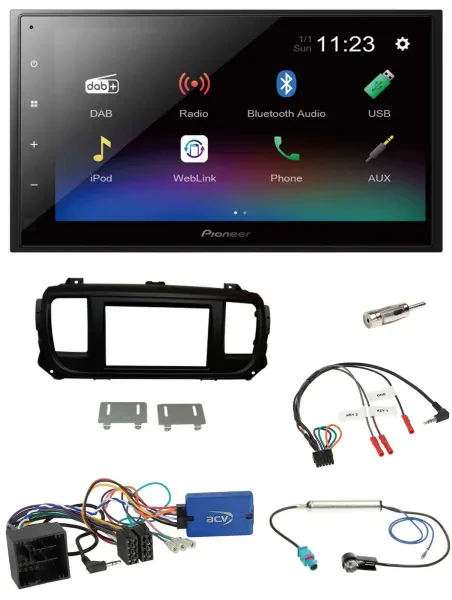 Pioneer USB Bluetooth DAB 2DIN Lenkrad Autoradio für Citroen Spacetourer Jumpy o