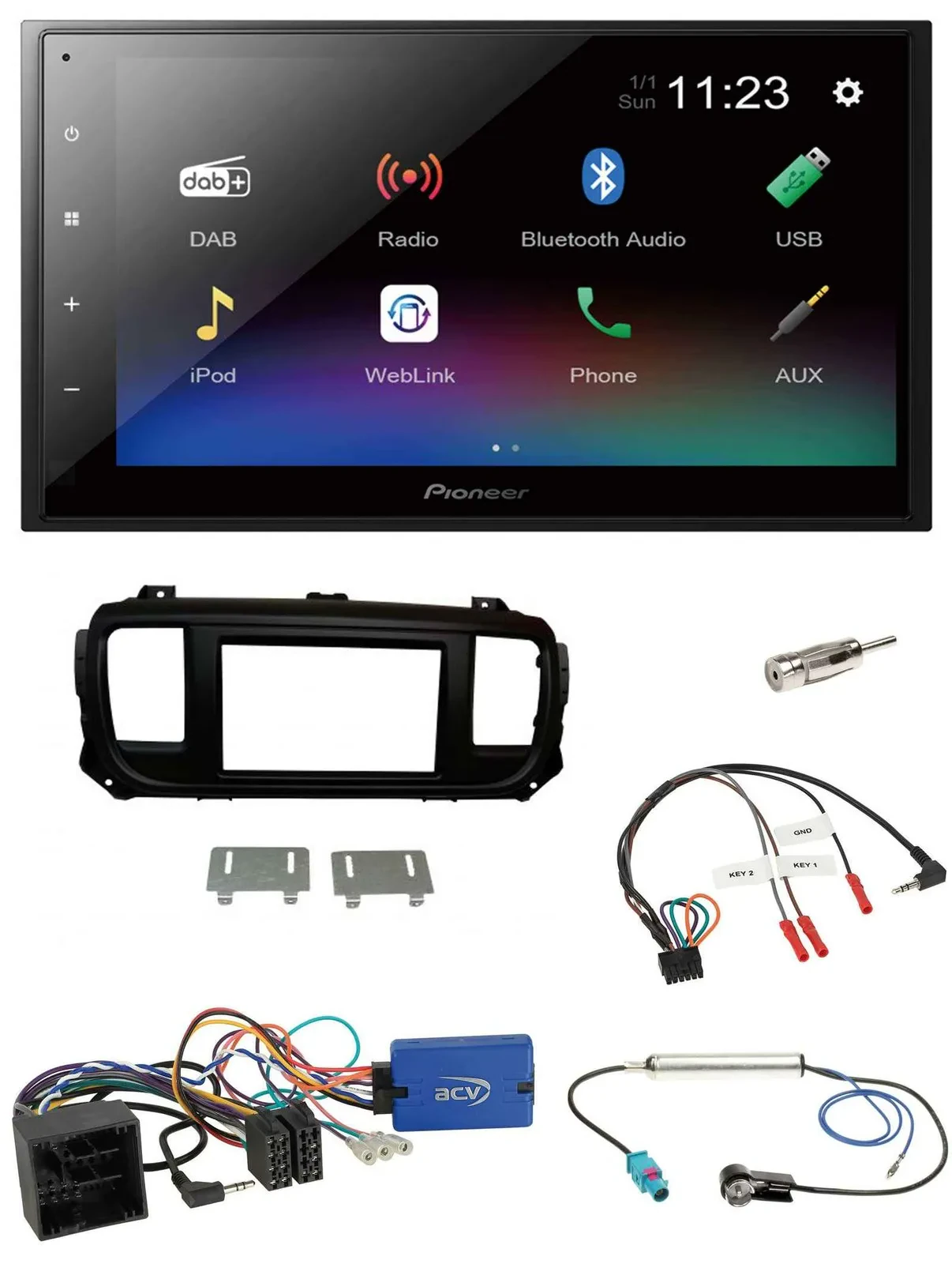 Автомагнитола для Citroen Spacetourer/Jumpy Pioneer 2DIN, USB, Bluetooth, DAB, поддержка управления на руле