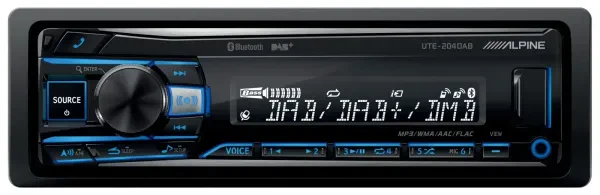 Alpine UTE-204DAB MP3-Autoradio DAB Bluetooth USB iPod Aux-In