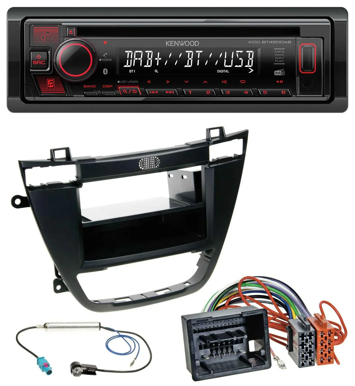 Автомагнитола Kenwood CD/MP3, USB, Bluetooth, DAB для Opel Insignia 2008–2013 чёрный