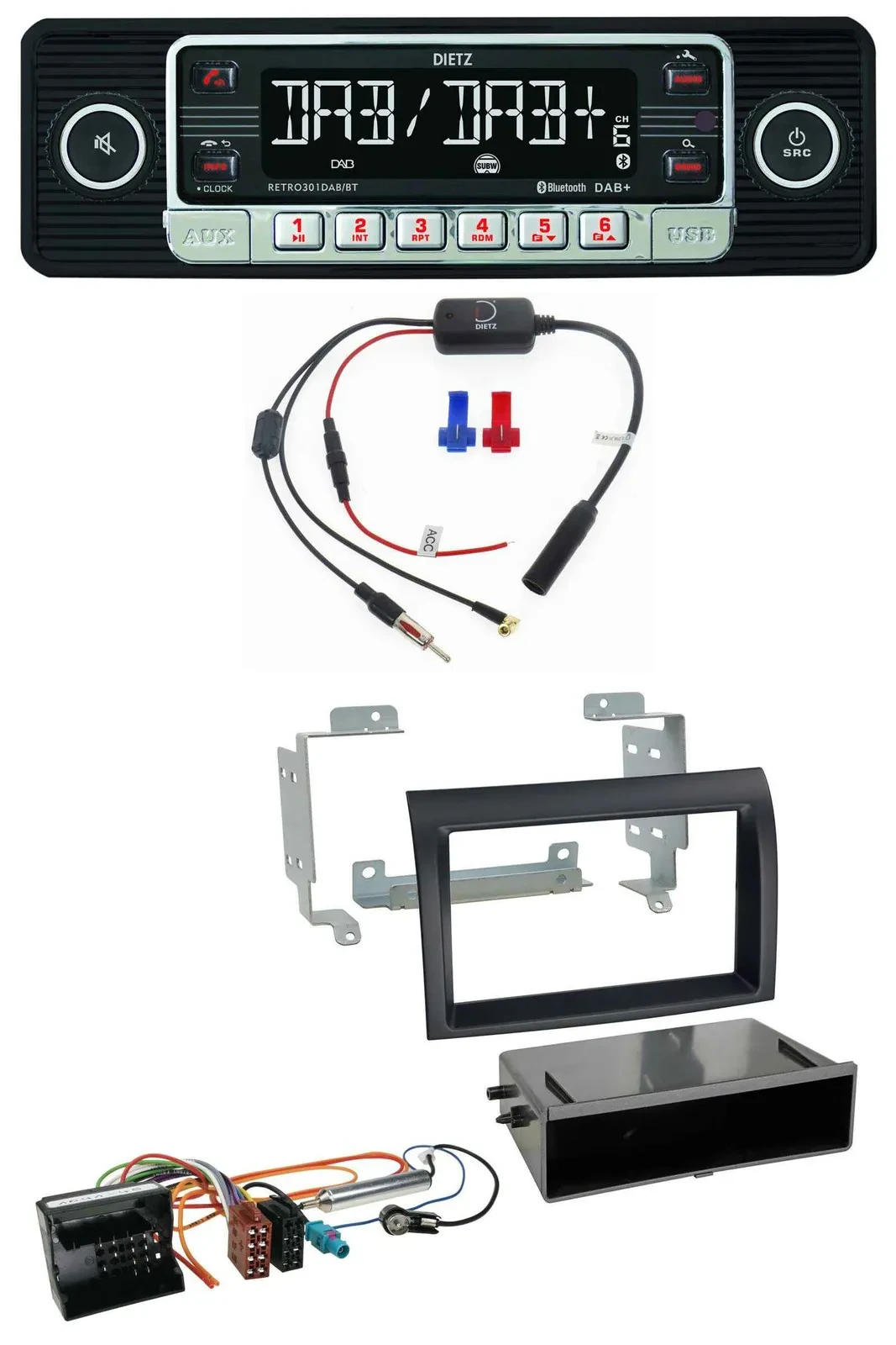 Dietz MP3 DAB Bluetooth USB Autoradio für Citroen Jumper Quadlock 06-11 schwarz