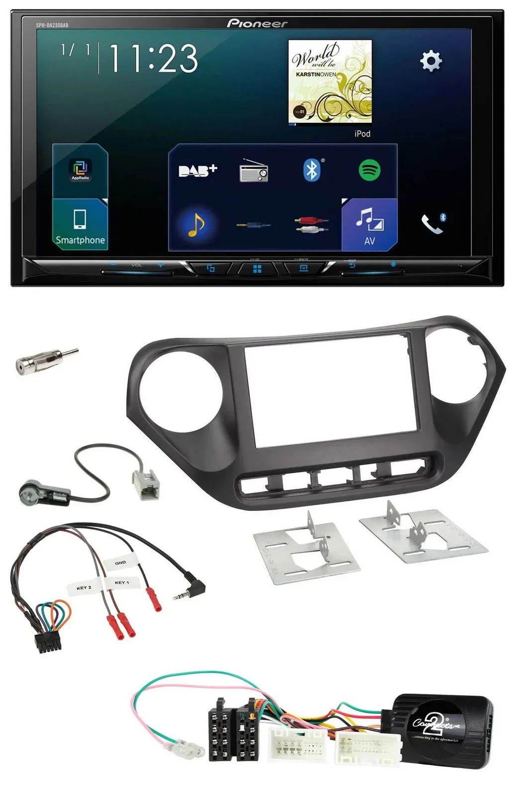 Pioneer Lenkrad Bluetooth USB 2DIN DAB Autoradio für Hyundai i10 ab 2014
