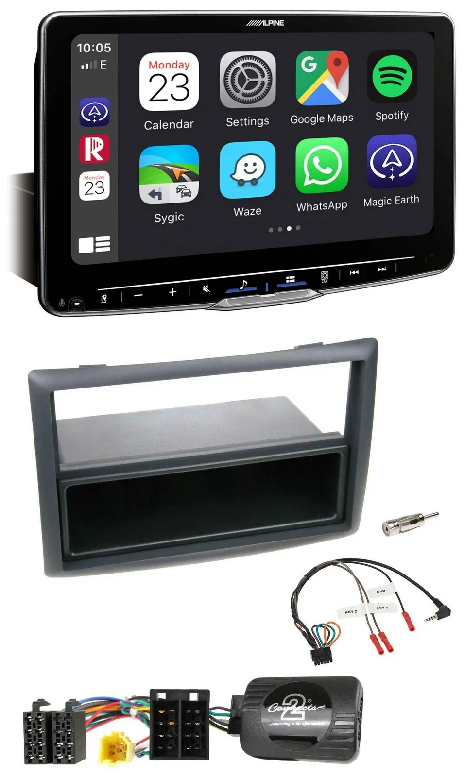 Alpine Bluetooth Lenkrad USB DAB Autoradio für Renault Megane 2007-2008 schwarz