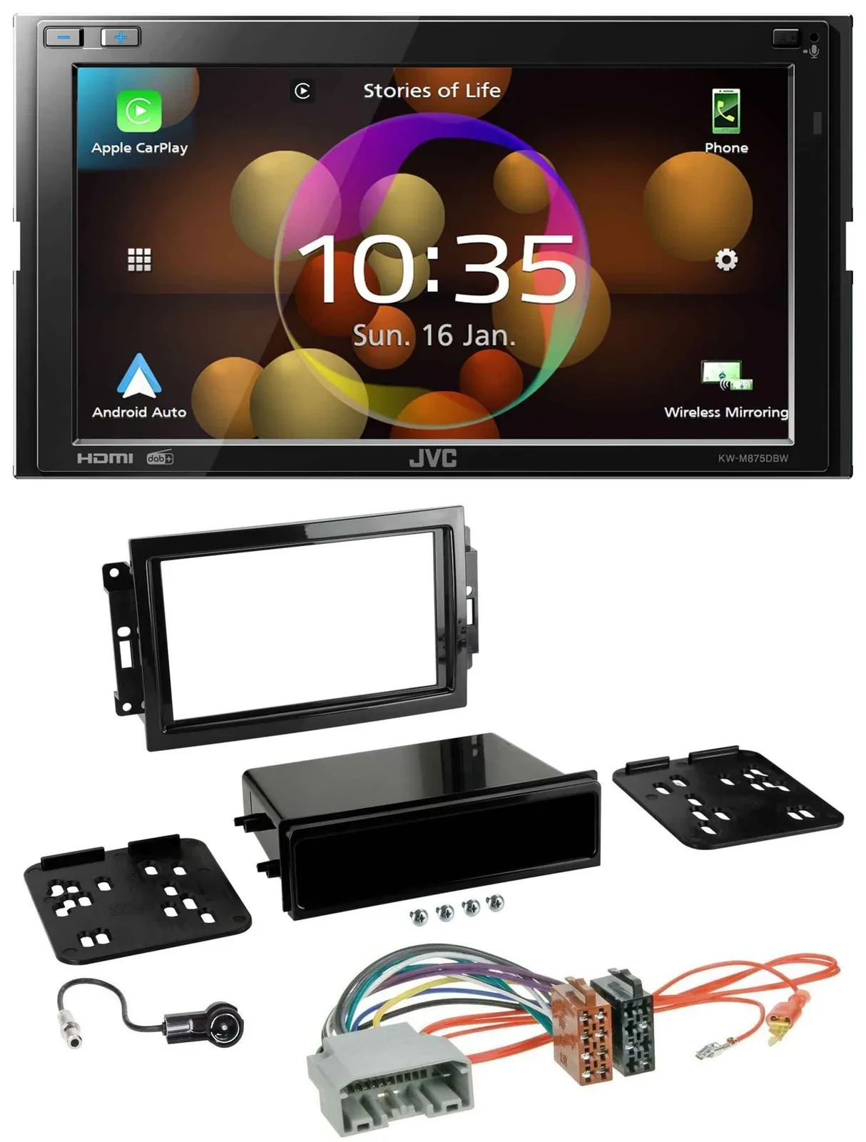 JVC DAB MP3 2DIN Bluetooth USB Autoradio für Chrysler 300C Dodge Caliber Jeep Co