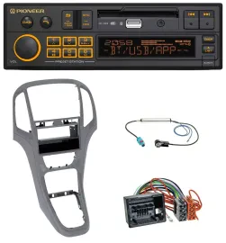 Автомагнитола для Opel Astra J (с 2009) Pioneer DAB MP3 USB Bluetooth титановый серый