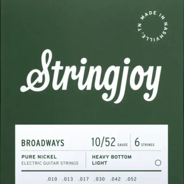 Струны для электрогитары Stringjoy Broadways Pure Nickel Heavy Bottom Light 10-52