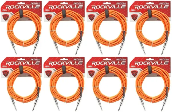 Инструментальный кабель Rockville RCGT20O Orange 6.1 м (8 штук)