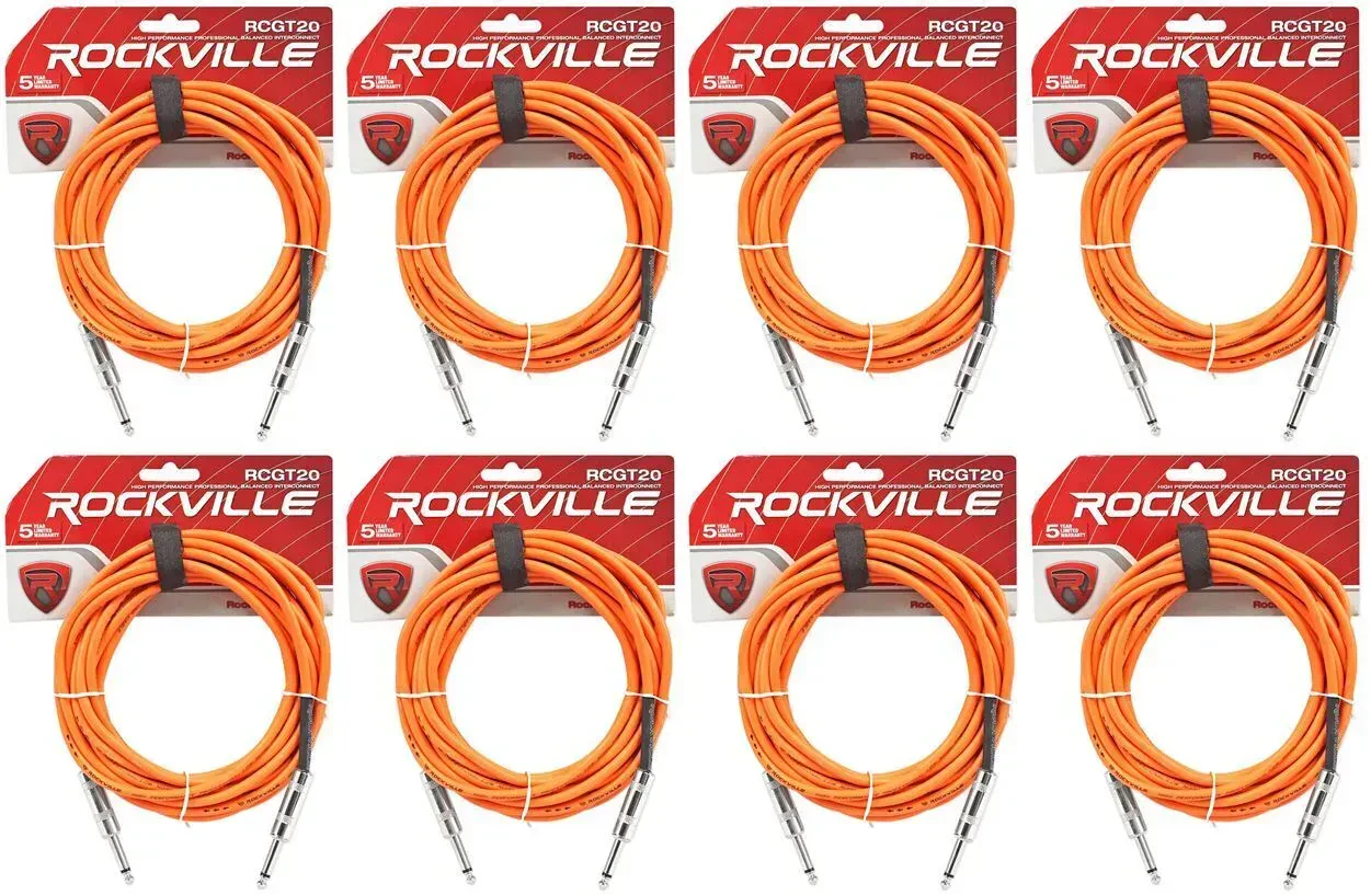 Инструментальный кабель Rockville RCGT20O Orange 6.1 м (8 штук)