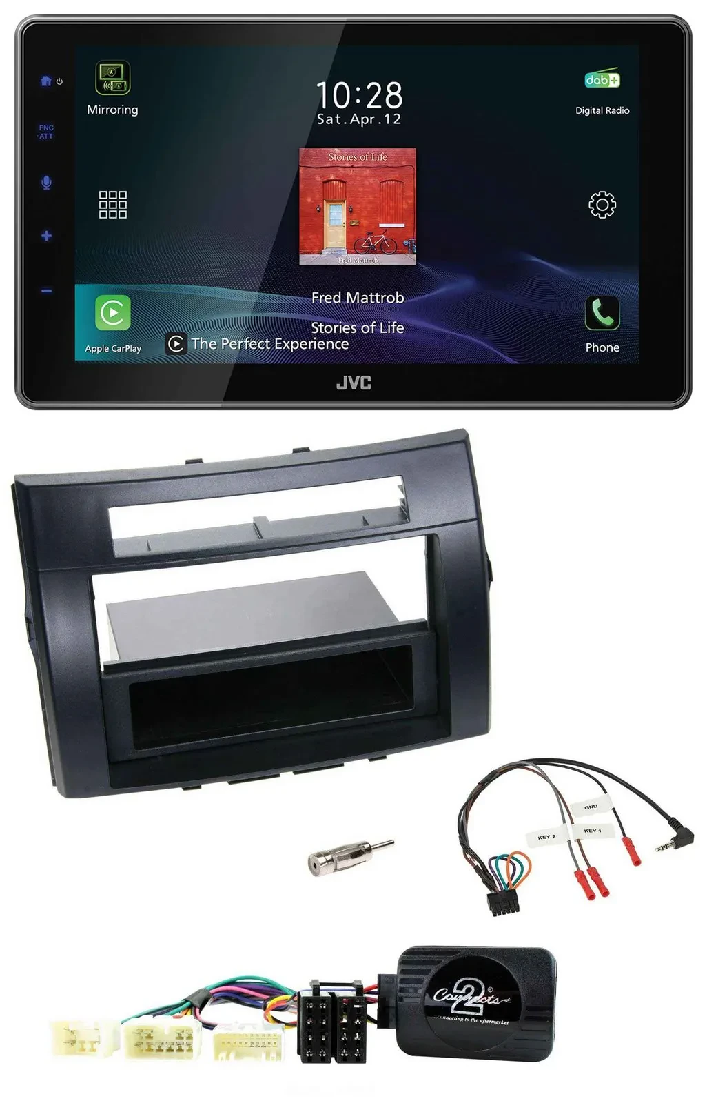 JVC DAB Lenkrad Bluetooth USB Autoradio für Toyota Corolla Verso 04-07 schwarz