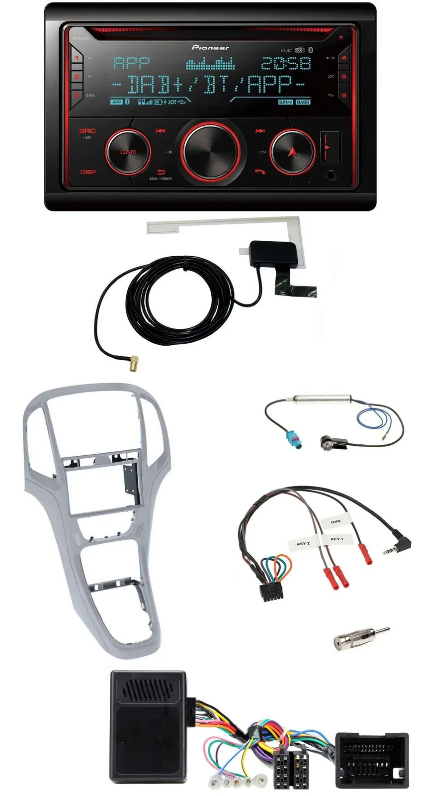 Pioneer 2DIN Lenkrad DAB USB CD Bluetooth Autoradio für Opel Astra J ab 09 Plati