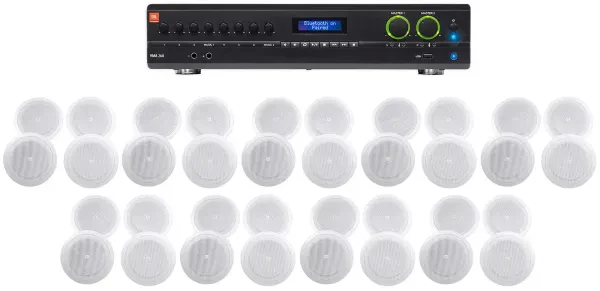 JBL VMA260 60w 8-Input Amplifier+(36) 8" JBL Speakers For Restaurant/Bar/Cafe