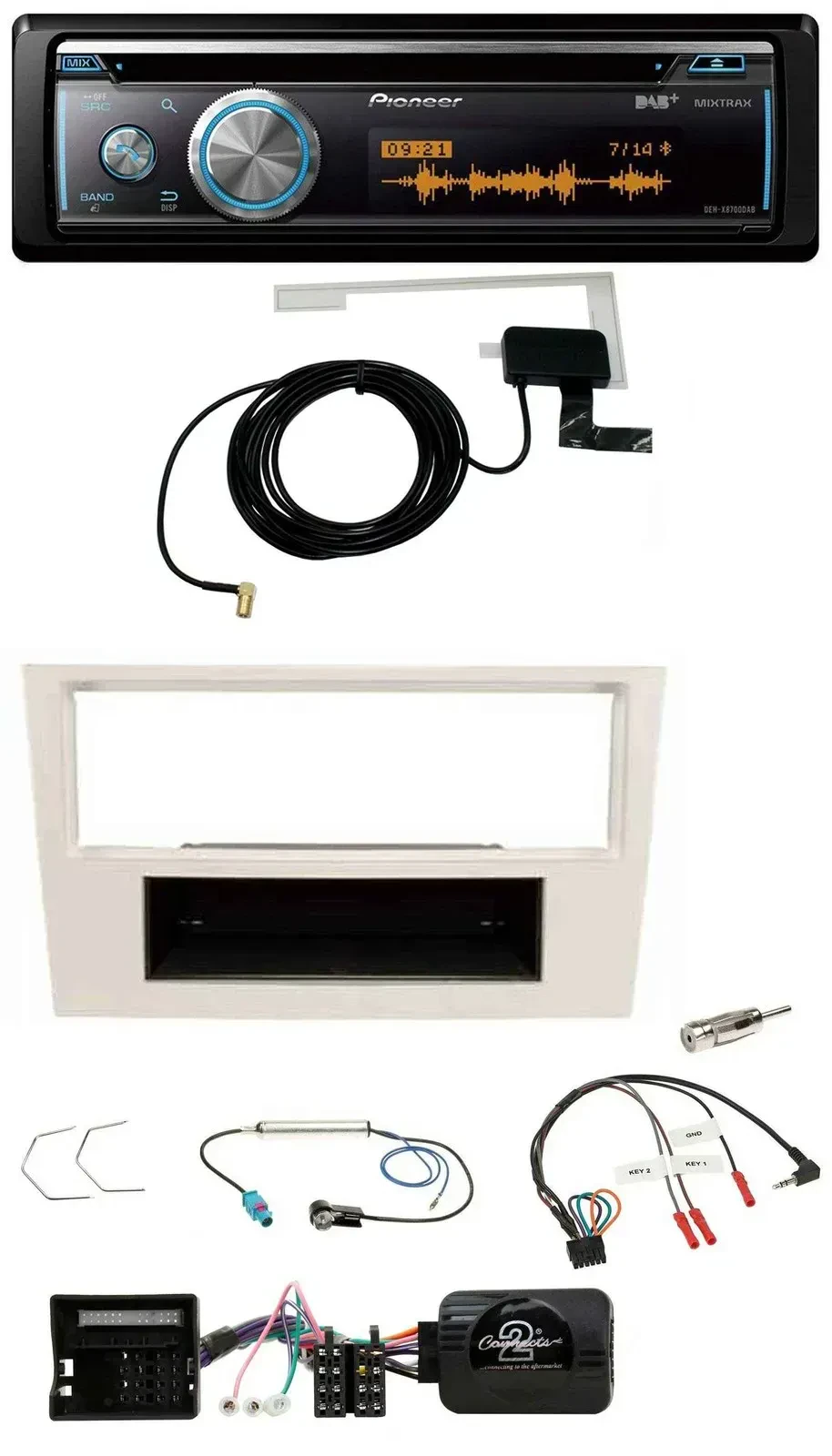 Автомагнитола Pioneer Bluetooth DAB USB CD для Opel Corsa D (2006–2008), совместима с кнопками на руле, перламутровый белый