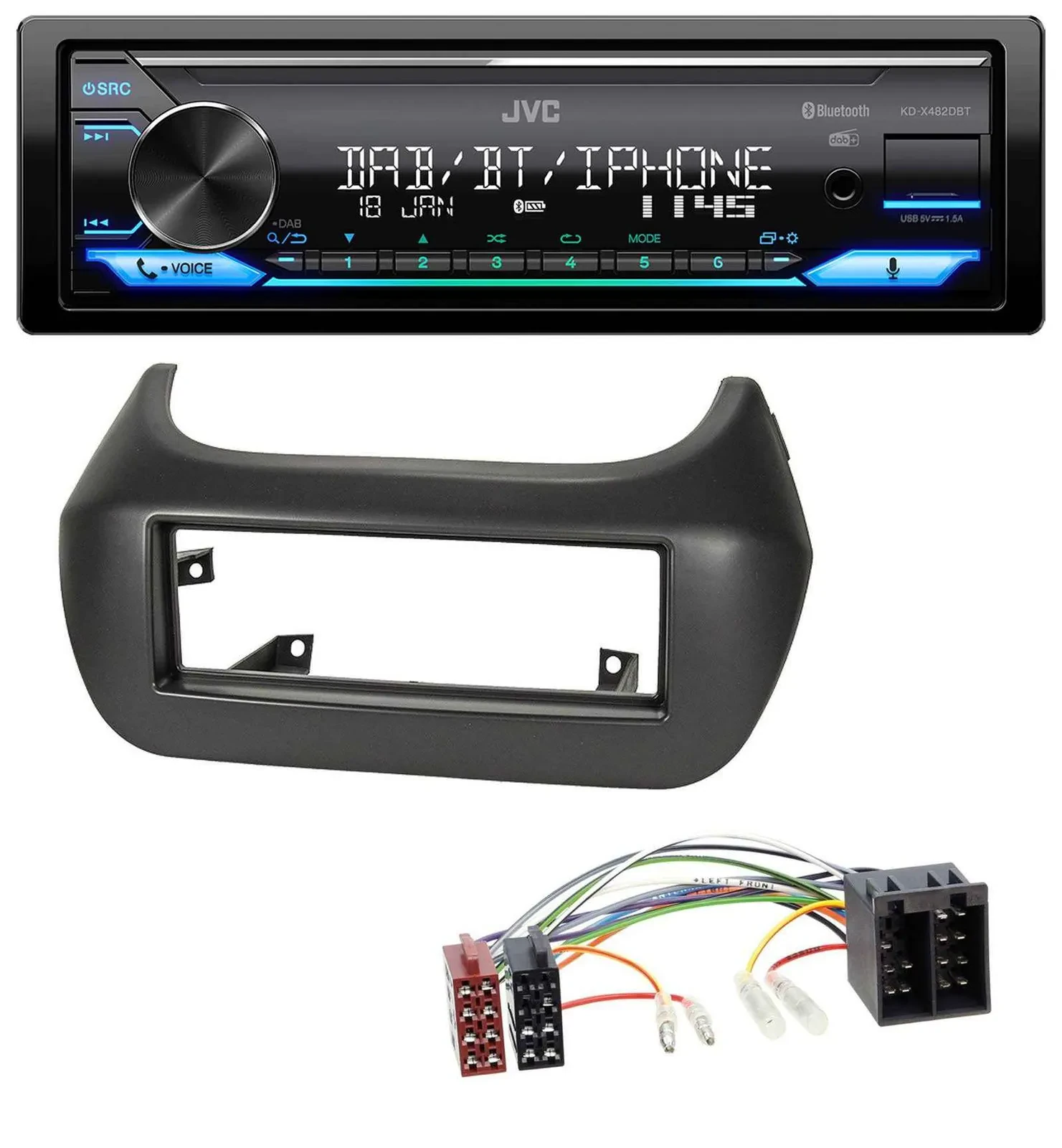 JVC Bluetooth DAB USB MP3 Autoradio für Fiat Fiorino Qubo Citroen Nemo Peugeot B