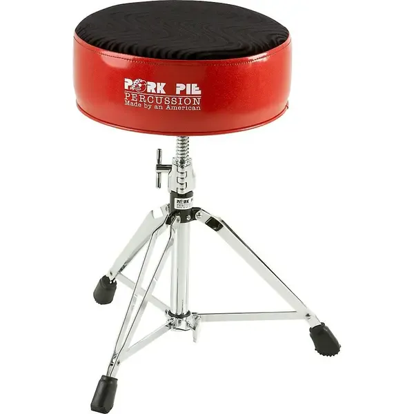 Стул для барабанщика Pork Pie Round Drum Throne Red with Black Swirl Top