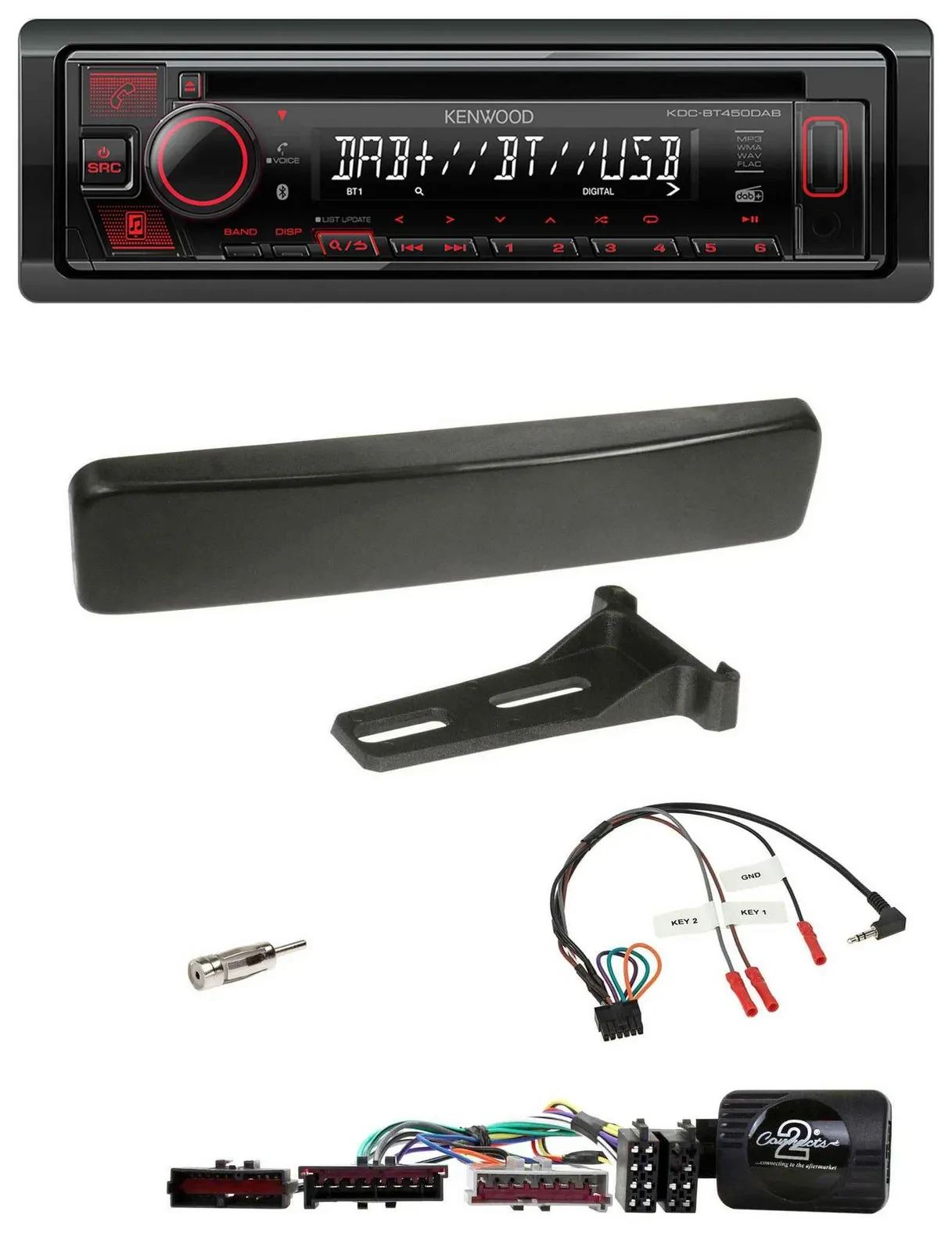 Автомагнитола Kenwood CD USB Bluetooth DAB для Ford Focus/Mondeo черная