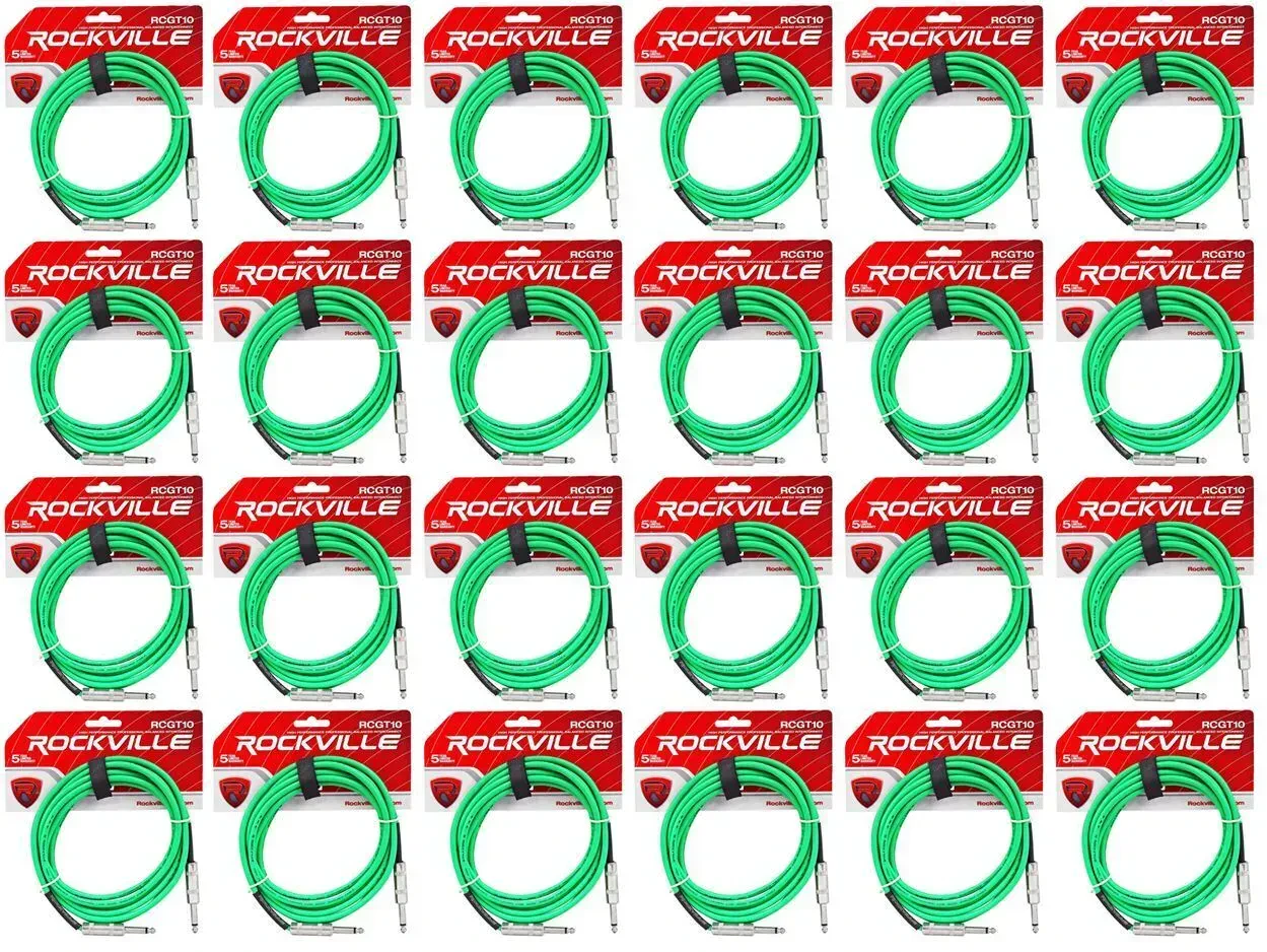 Инструментальный кабель Rockville RCGT10G Green 3 м (24 штуки)