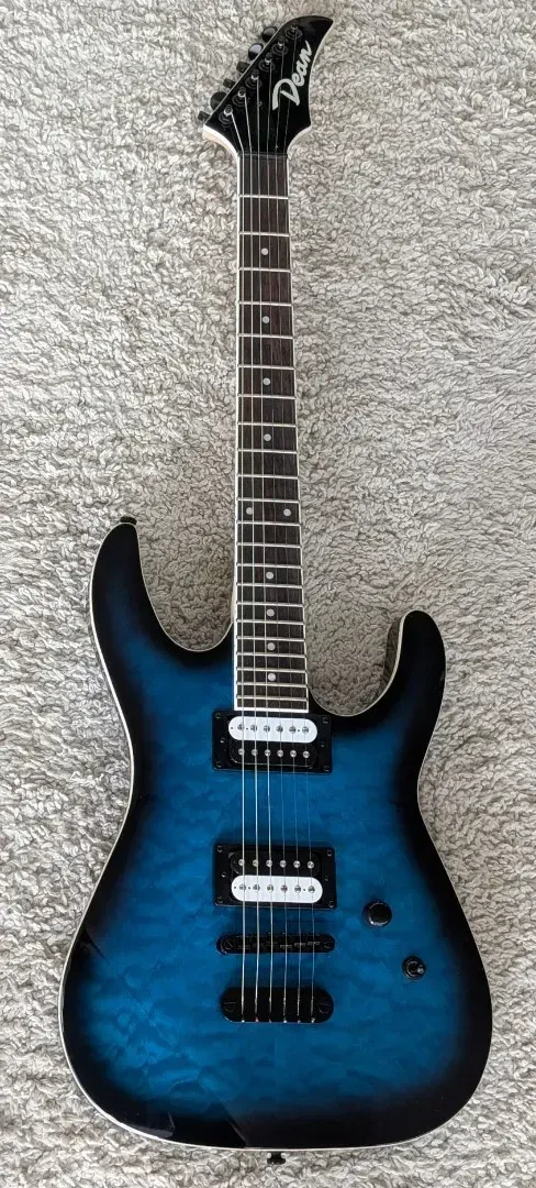 Dean MDX Electric Guitar, Quilt Maple, Trans Blue Burst Finish, Model MDX QM TBB