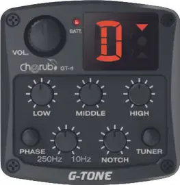 Звукосниматель для акустической гитары Cherub GT-4 с темброблоком и фильтром обратной связи