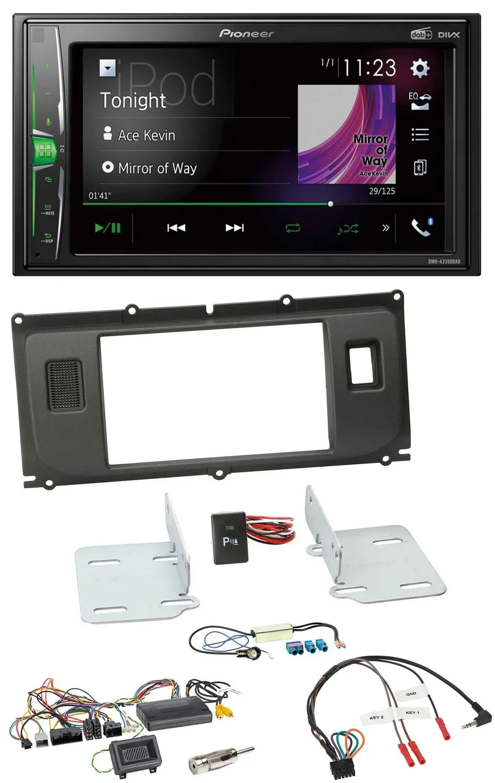 Автомагнитола для Land Rover Evoque 2011–2013 Pioneer 2DIN, DAB, USB, Bluetooth, поддержка управления с руля