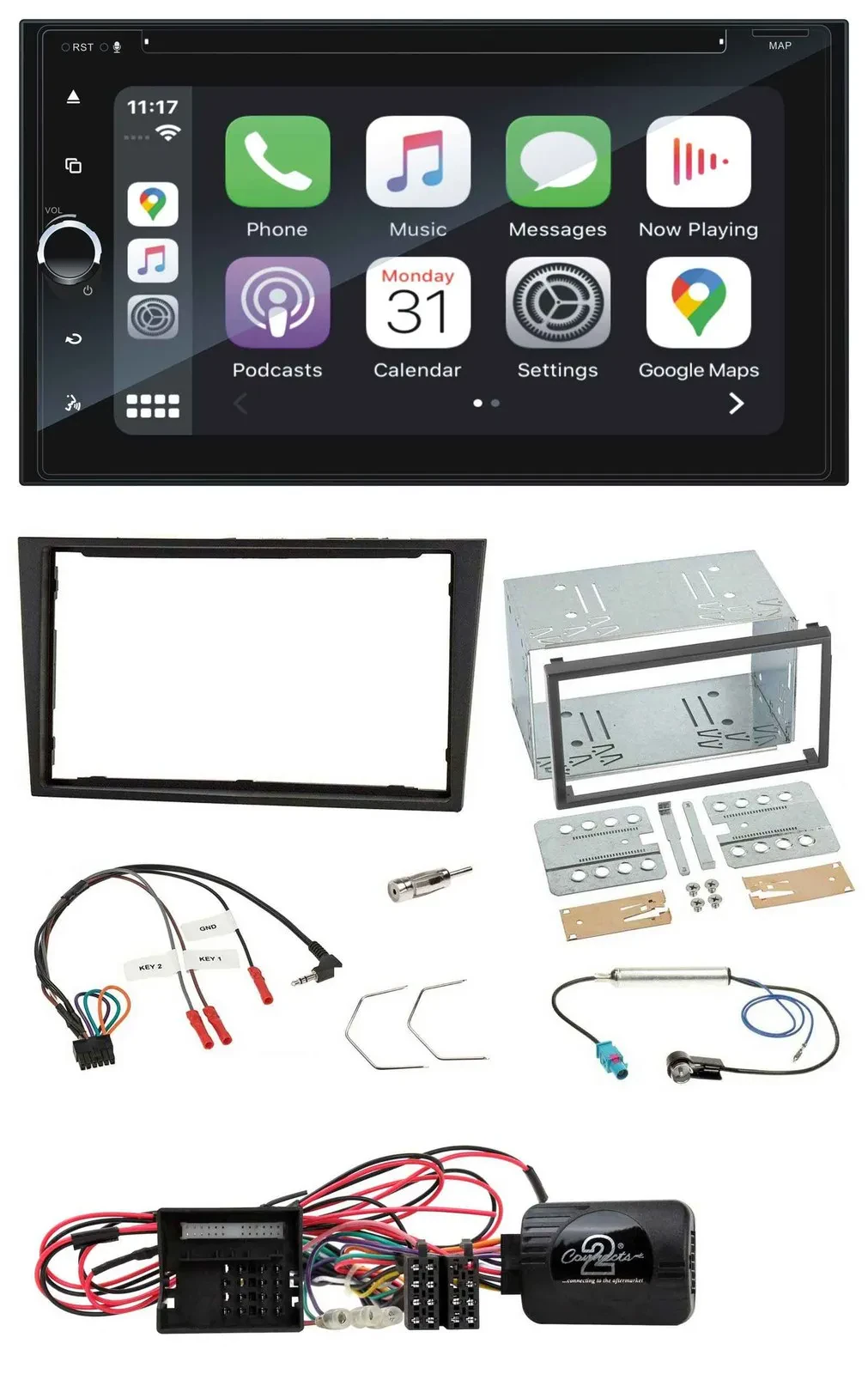 Blaupunkt DAB Lenkrad TMC Bluetooth USB 2DIN Navigation für Opel Corsa D stealth