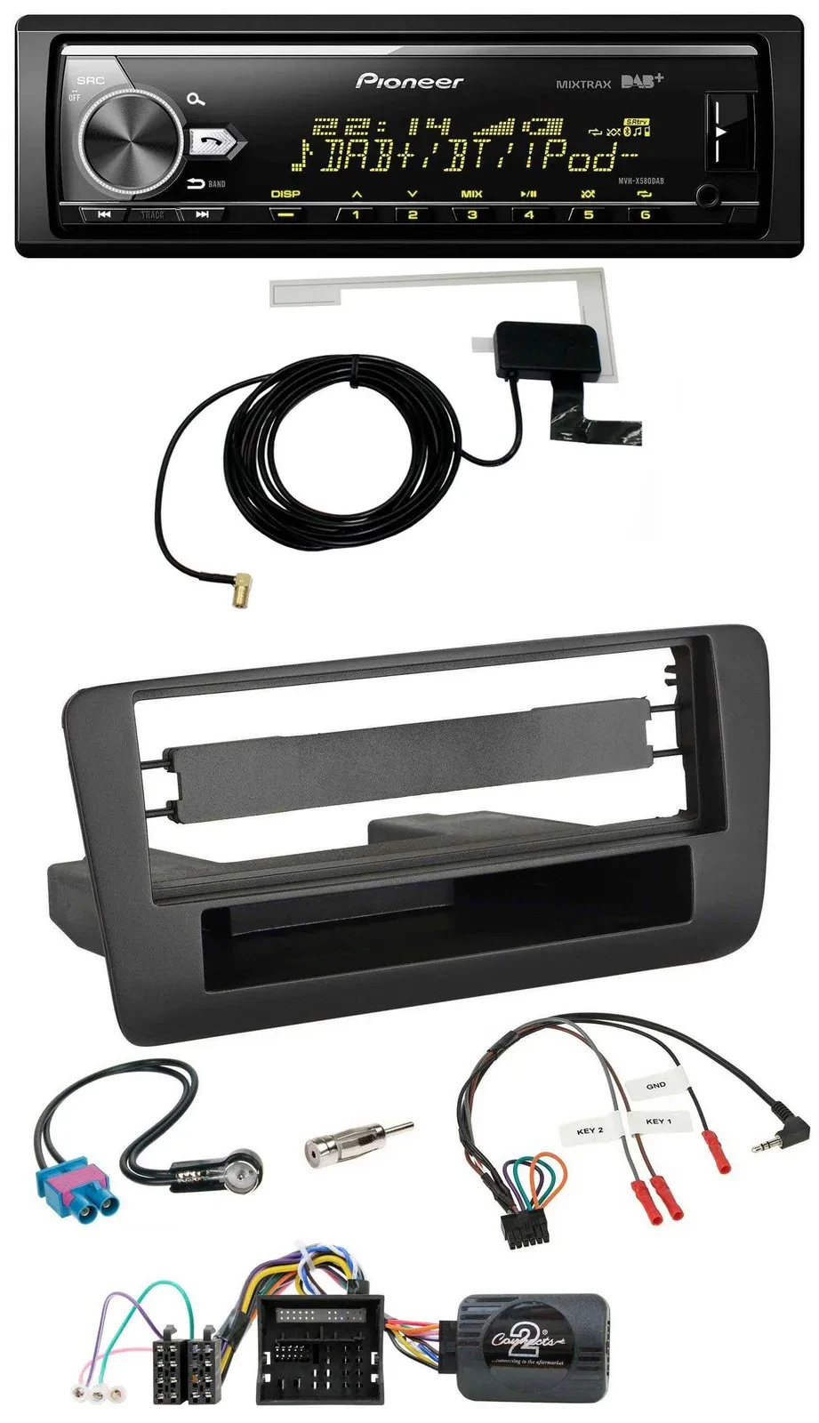 Автомагнитола для Audi A1 Pioneer Bluetooth, DAB, USB, совместима с кнопками на руле