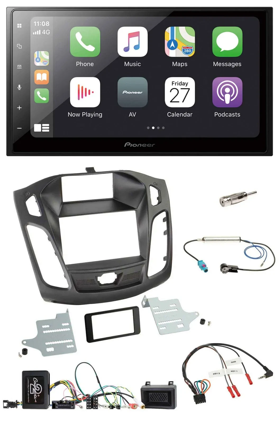 Pioneer Lenkrad Bluetooth DAB 2DIN USB Autoradio für Ford Focus 2011-2014