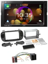 JVC DAB MP3 2DIN Bluetooth USB Autoradio für Fiat 500 bis 2012 schwarz soft touc