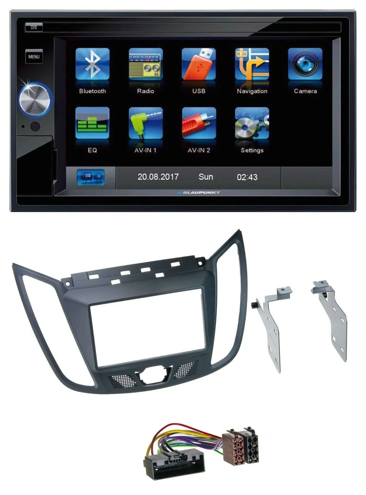 Blaupunkt SD Bluetooth 2DIN MP3 USB AUX Autoradio für Ford C-Max (ab 10) grau