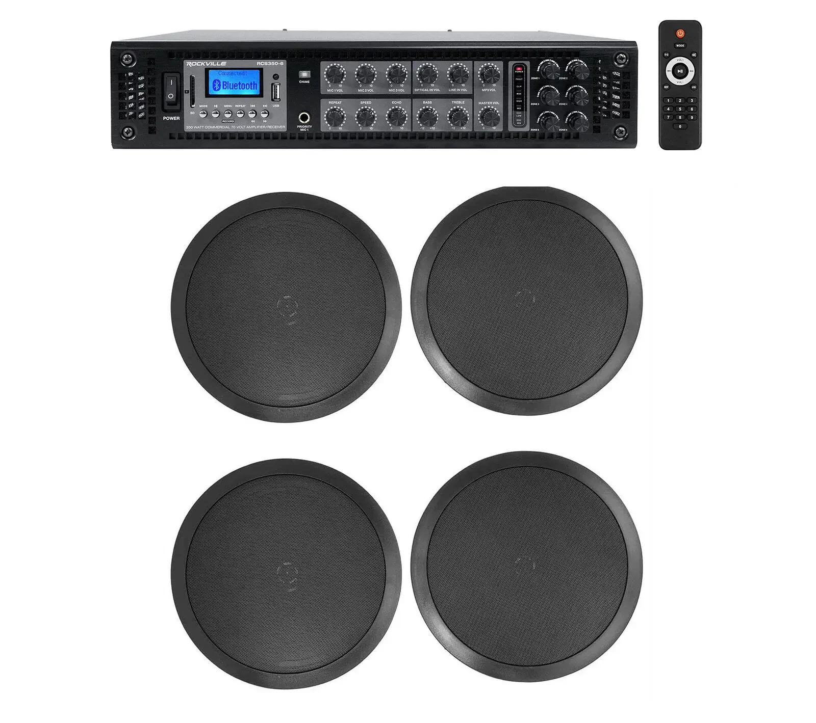 Потолочная акустика Rockville RCS350-6+(2) CC80T Black с усилителем (4 штуки)