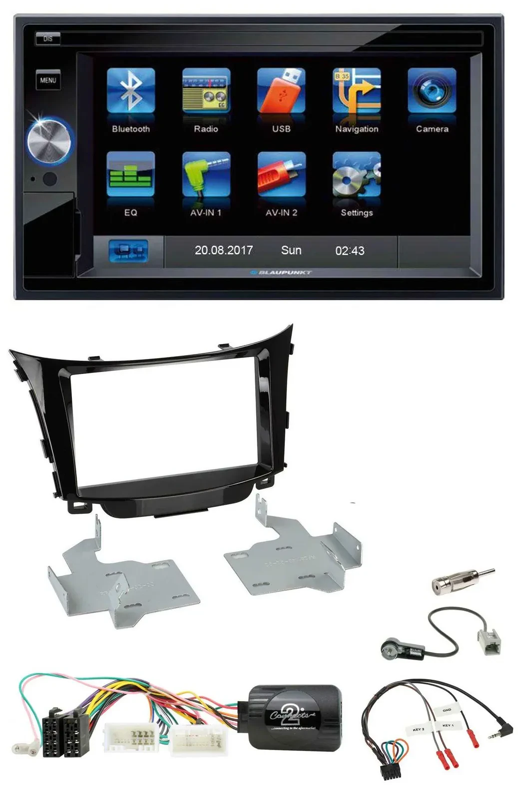 Автомагнитола Blaupunkt 2DIN, Bluetooth, MP3, USB, SD для Hyundai i30 (2012–2017)