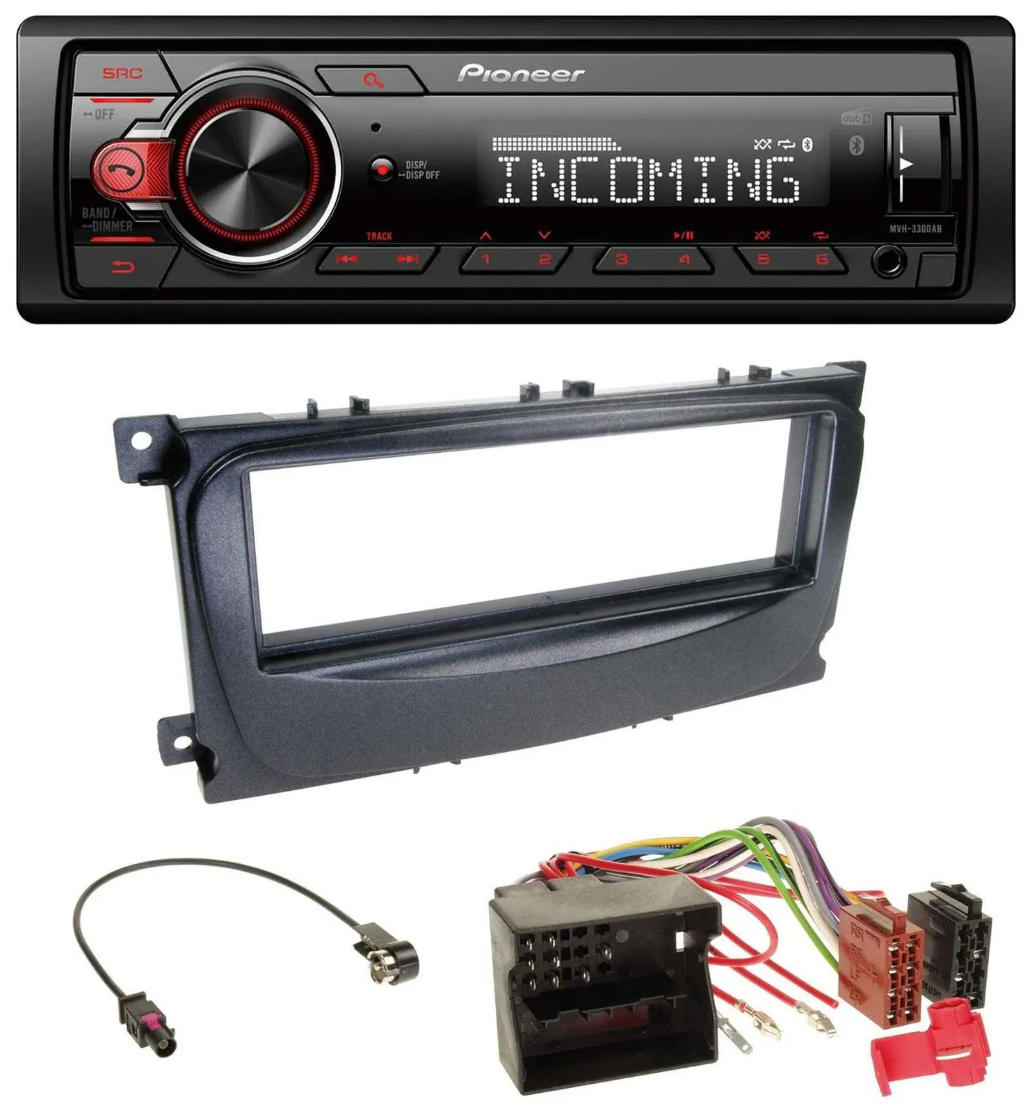 Pioneer Bluetooth USB DAB MP3 Autoradio für Ford Mondeo S-Max 07-14 schwarz