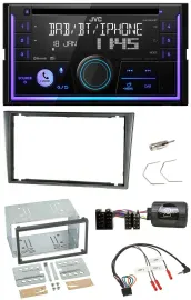 Автомагнитола JVC 2DIN DAB Bluetooth USB CD для Opel Corsa C (2000–2004) серебристая с поддержкой управления с руля