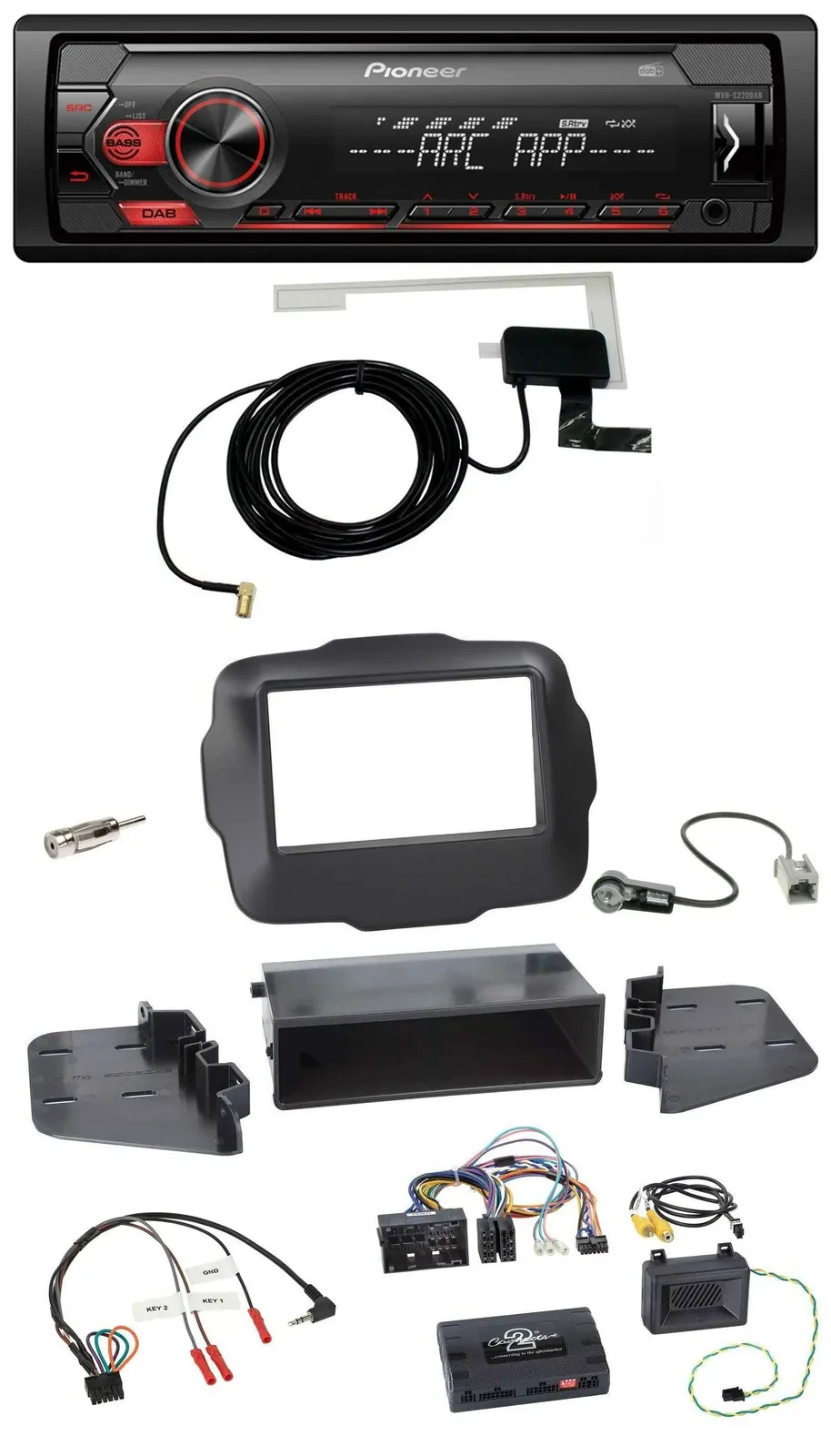 Автомагнитола Pioneer 1DIN, USB, DAB, MP3, поддержка кнопок на руле, для Jeep Renegade (с 2015)