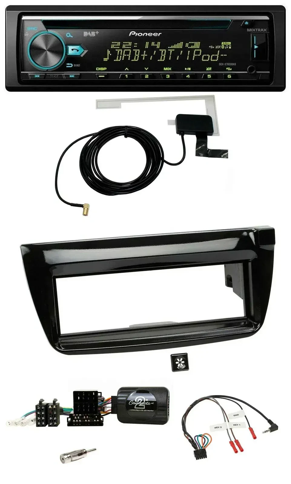 Автомагнитола для Fiat Doblo (2012–2015) Pioneer MP3 CD USB DAB, поддержка управления на руле, черный глянец