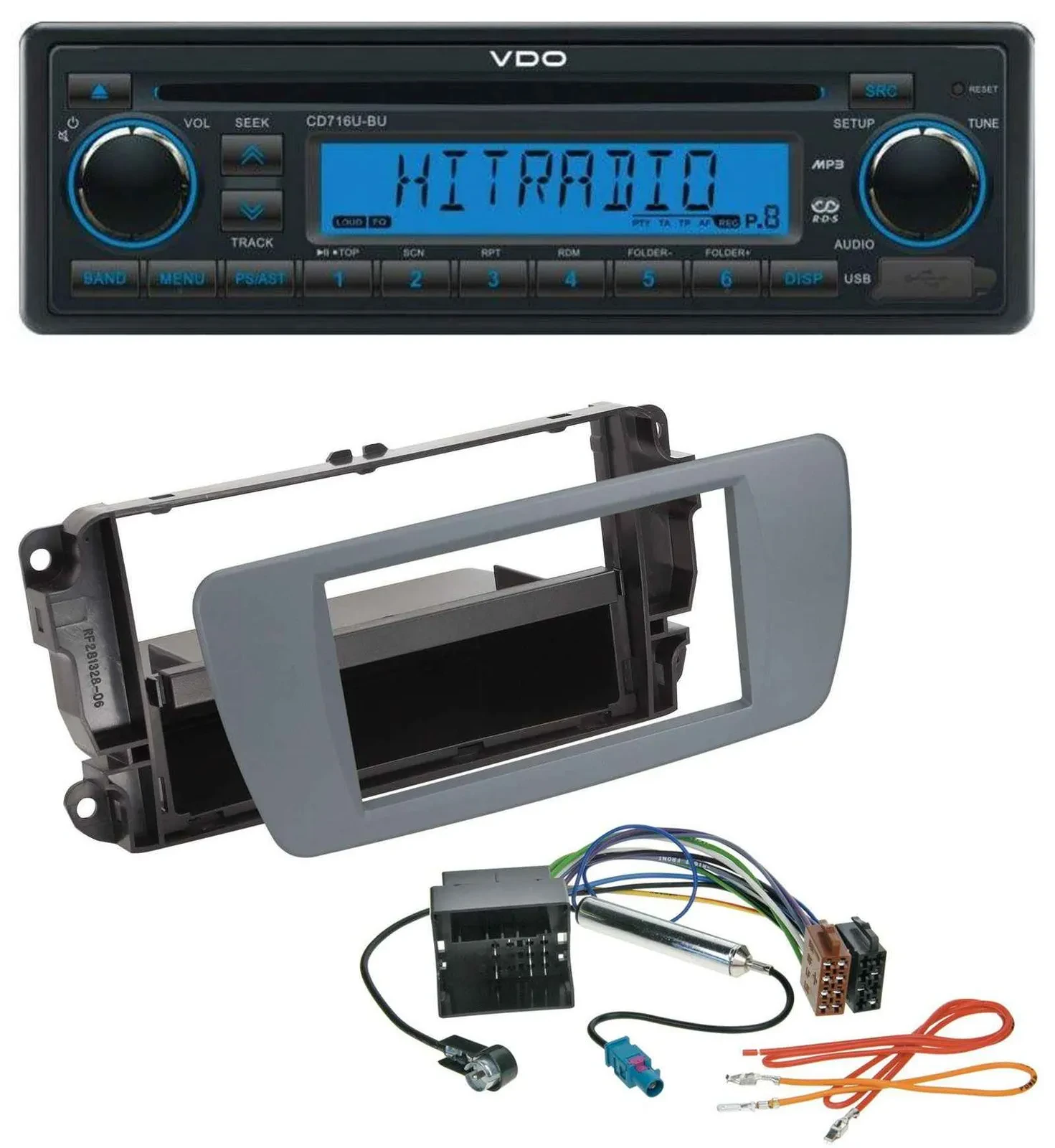 VDO AUX MP3 1DIN CD USB Autoradio für Seat Ibiza (ab 08) conemaragrau