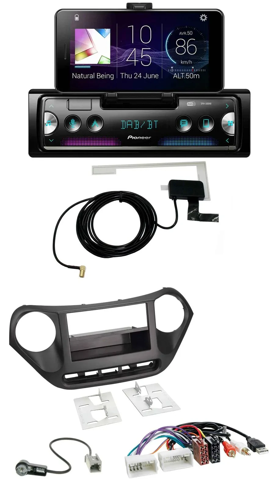 Pioneer DAB Bluetooth MP3 USB Autoradio für Hyundai i10 (ab 2013) AUX USB