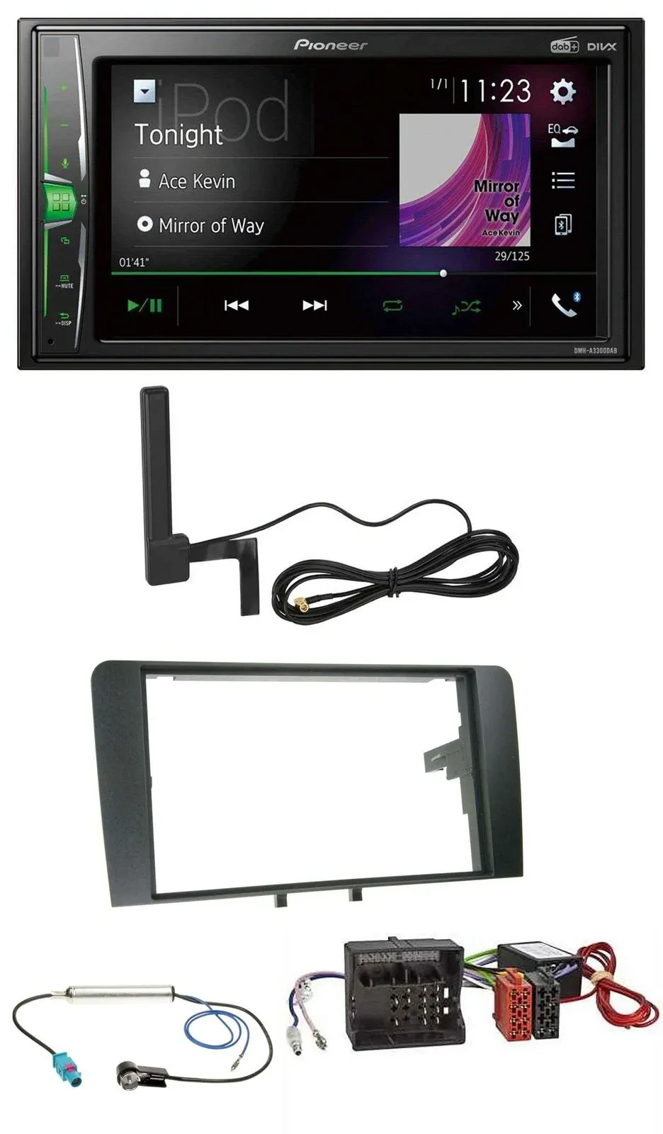 Pioneer MP3 DAB AUX 2DIN Bluetooth Autoradio für Audi A3 8P 2003-2012 Aktivsyste
