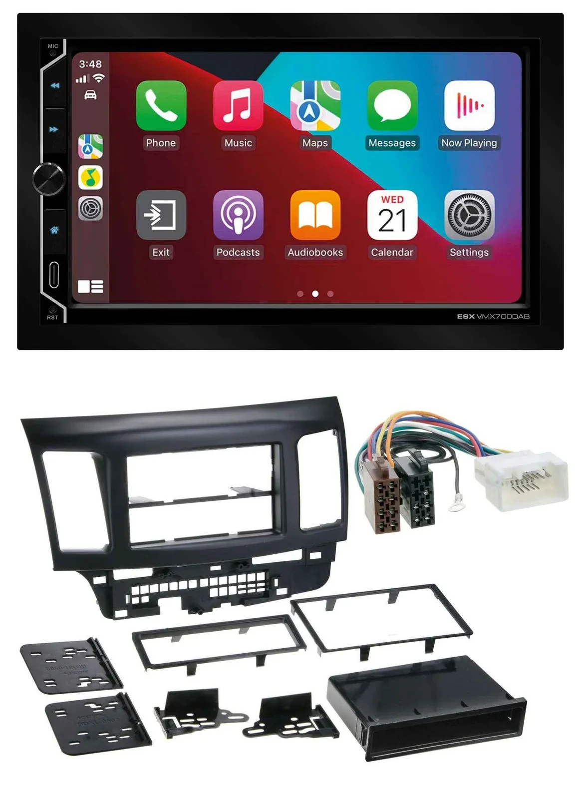 ESX 2DIN DAB USB MP3 Bluetooth Autoradio für Mitsubishi EVO Lancer ab 08