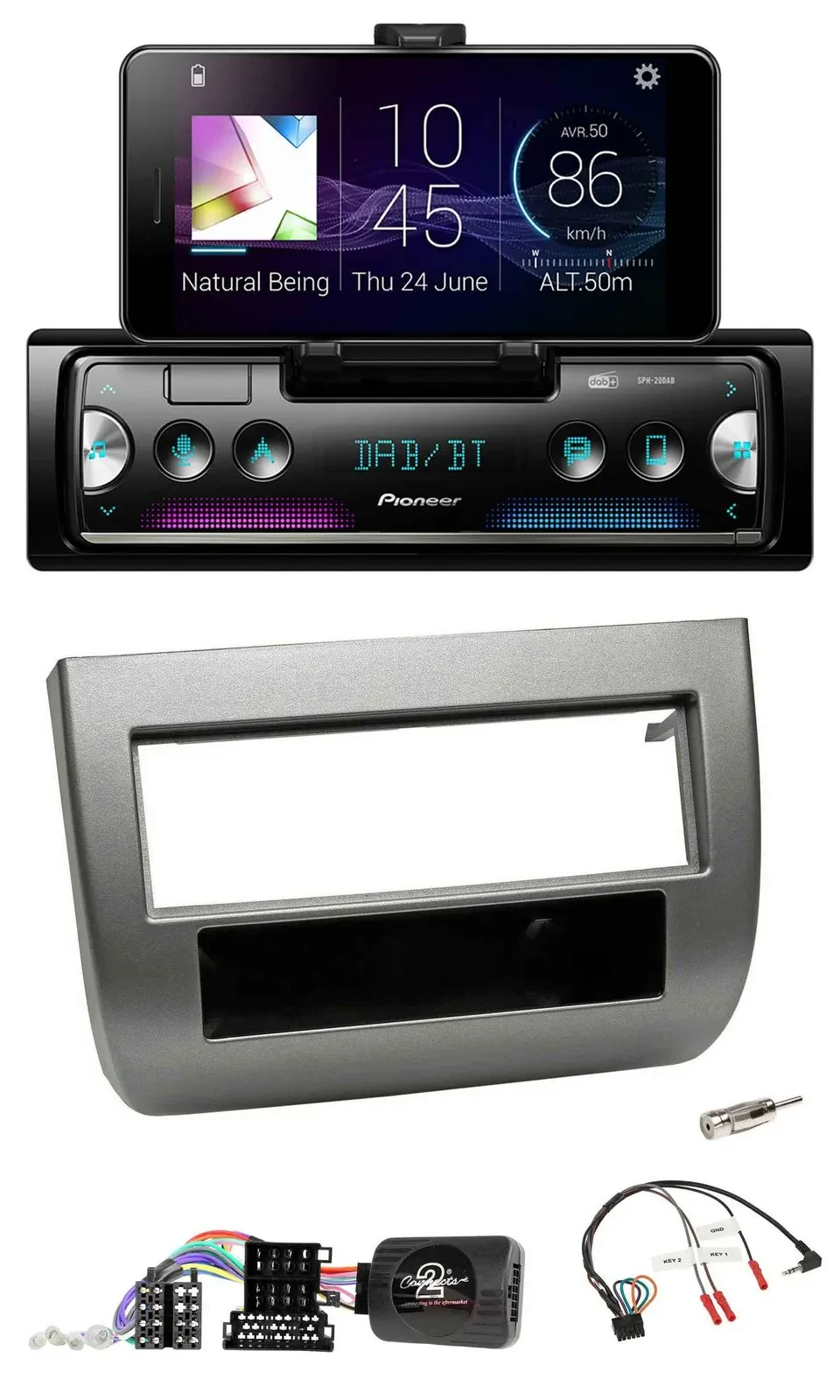 Pioneer USB Lenkrad Bluetooth DAB Autoradio für Lancia Y 843 2005-2011 anthrazit
