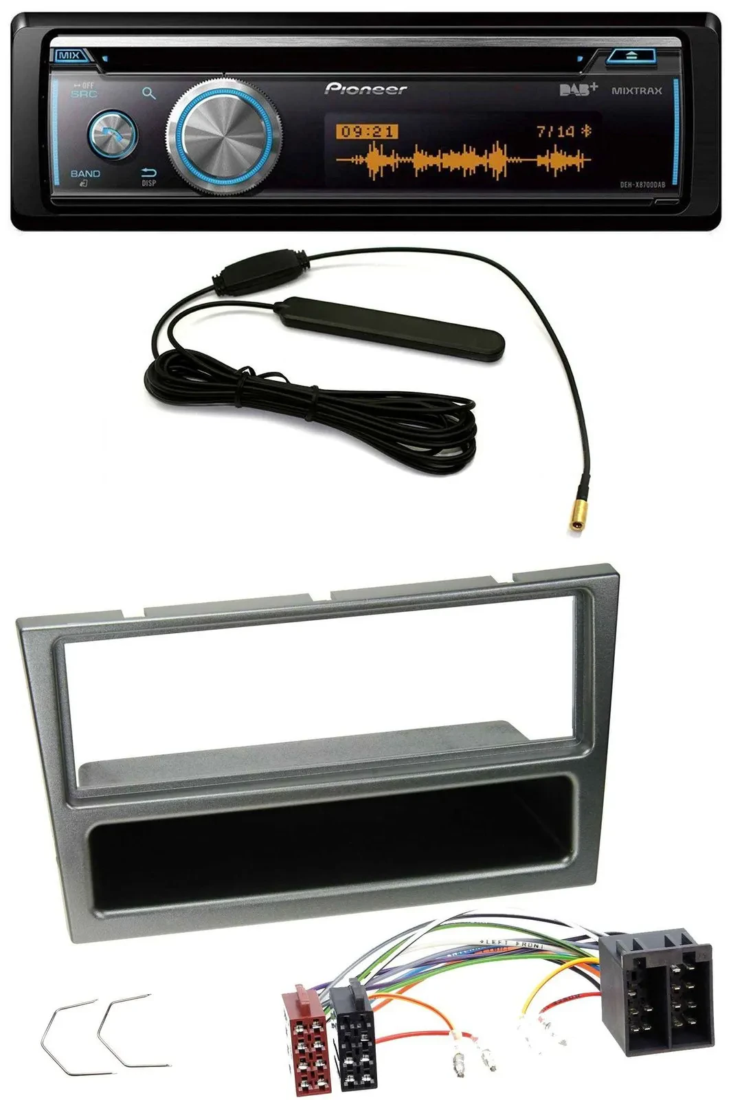 Pioneer CD USB Bluetooth DAB MP3 Autoradio für Opel Corsa C ISO 2000-2004 alumin