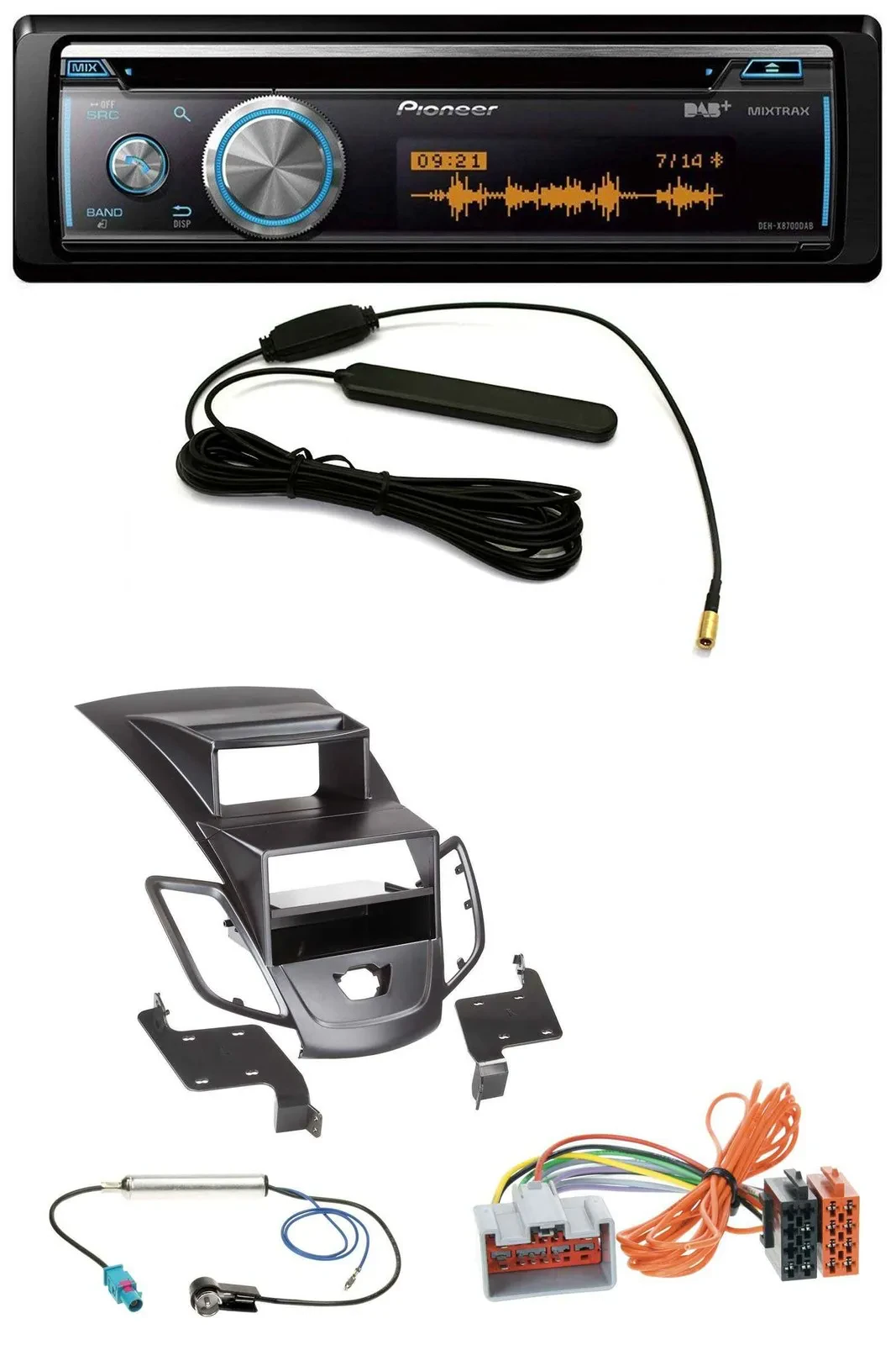 Pioneer CD USB Bluetooth DAB MP3 Autoradio für Ford Fiesta 08-10 Display schwarz