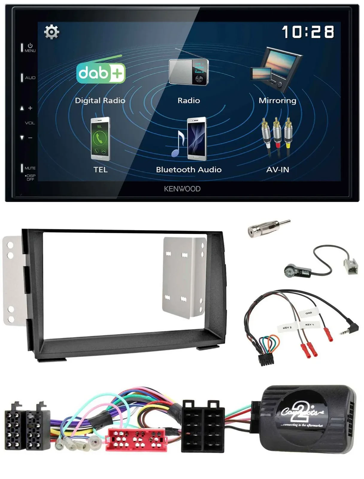 Kenwood 2DIN Bluetooth Lenkrad USB DAB Autoradio für Kia Venga 2010-2019