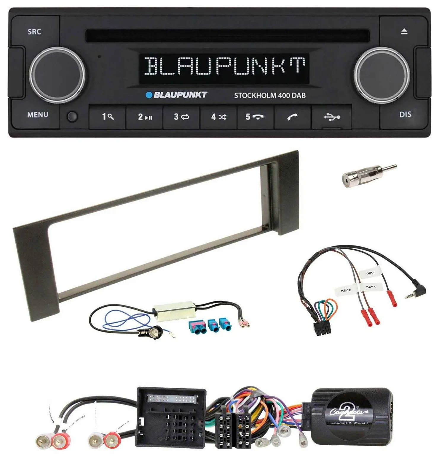 Blaupunkt Lenkrad Bluetooth DAB CD USB Autoradio für Audi A4 B6 00-04 Quadlock D