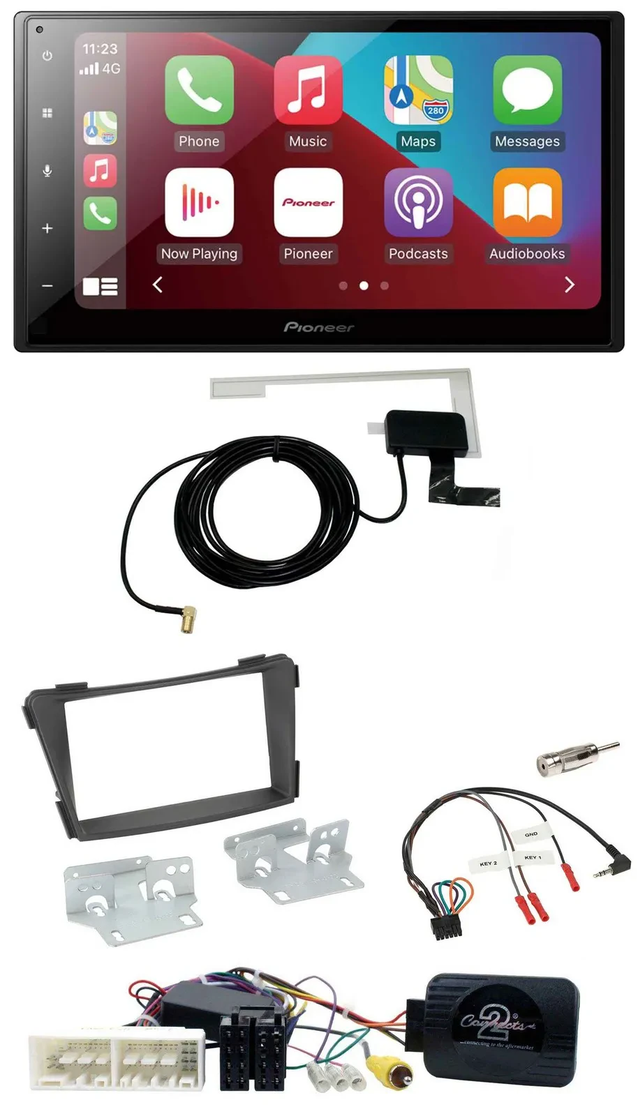 Автомагнитола Pioneer 2-DIN, USB, Bluetooth, DAB, совместимая с кнопками на руле, для Hyundai i40 (VF) с 2016, черный