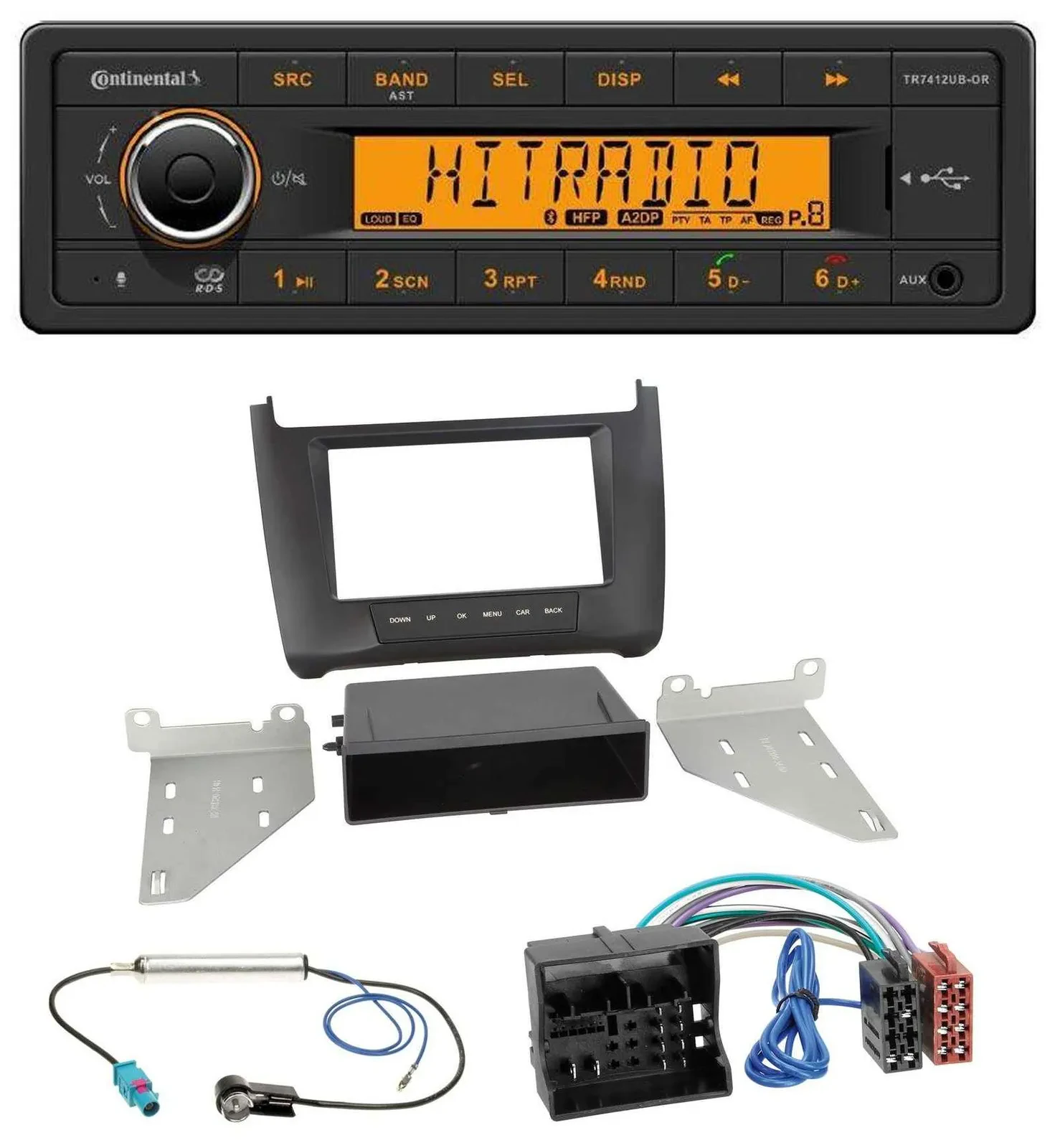 Continental MP3 Bluetooth AUX USB Autoradio für VW Polo (ab 2014) - schwarz