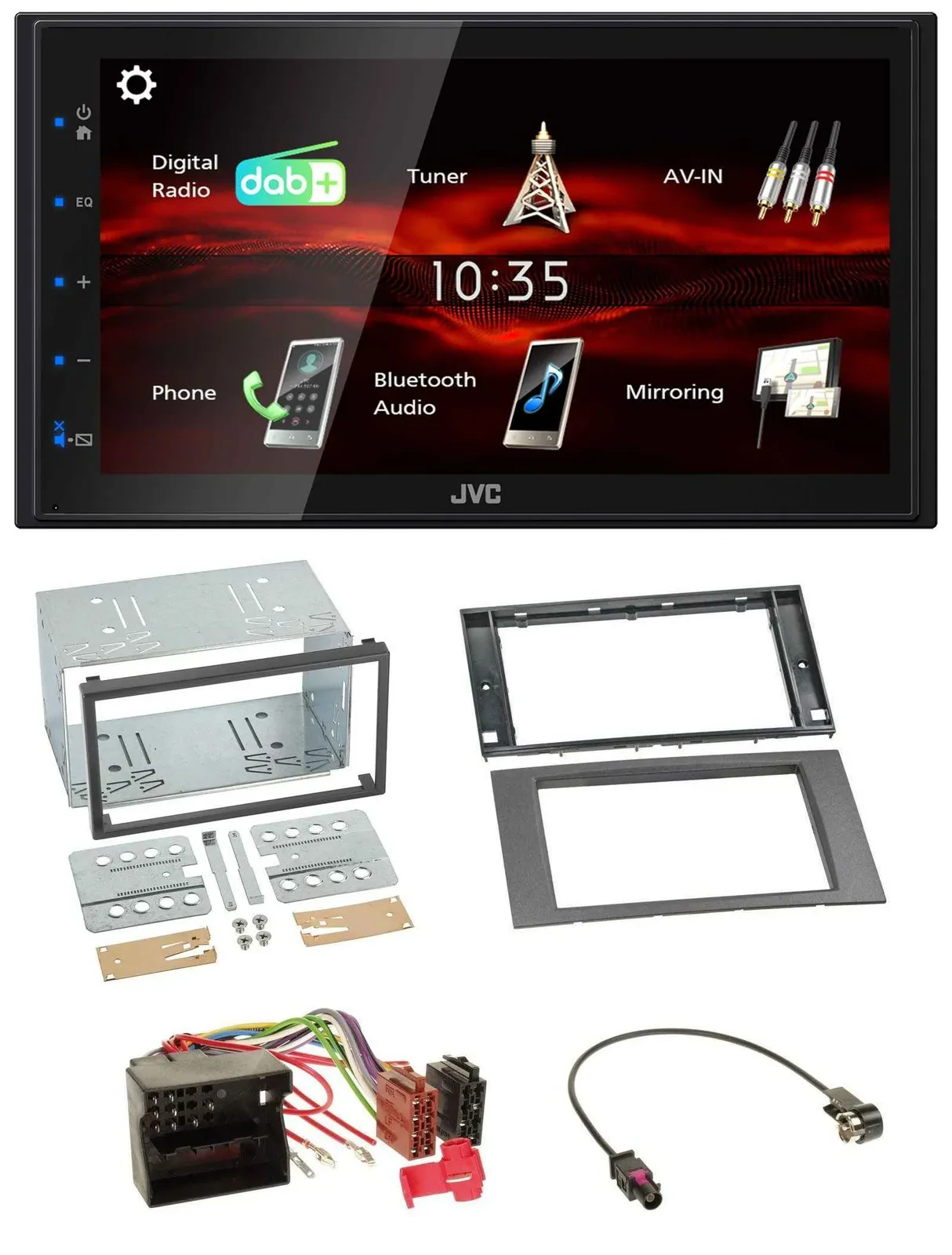 JVC USB Bluetooth MP3 DAB 2DIN Autoradio für Ford Fiesta Focus 04-08 anthrazit