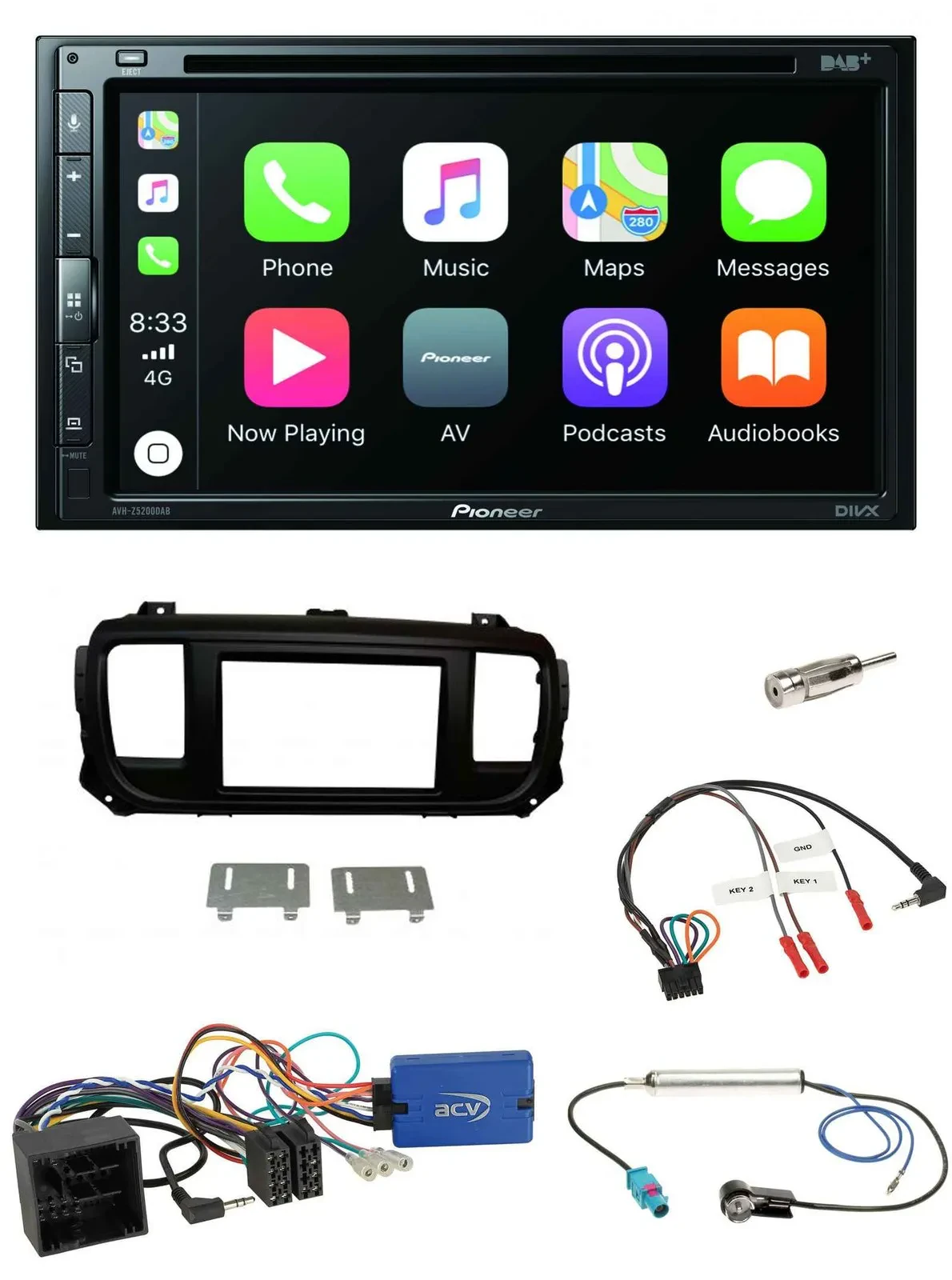 Автомагнитола Pioneer 2-DIN, DVD, DAB, Bluetooth, USB для Citroen Spacetourer
