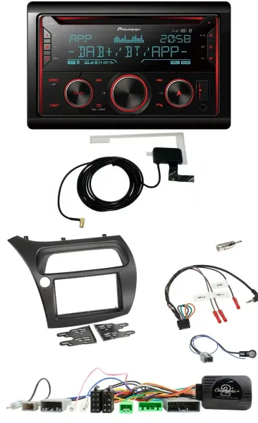 Pioneer 2DIN Lenkrad DAB USB CD Bluetooth Autoradio für Honda Civic 2006-2012
