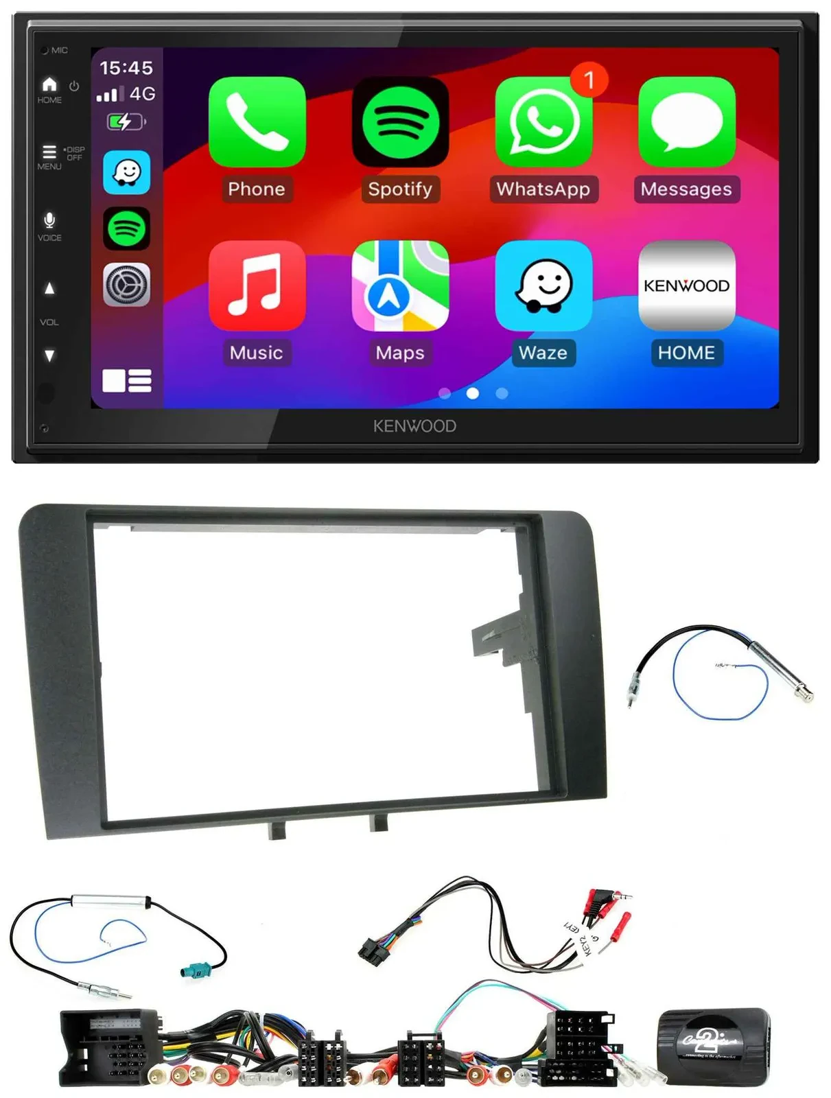 Kenwood Lenkrad USB DAB 2DIN Bluetooth Autoradio für Audi A3 8P 2003-2012 Aktivs